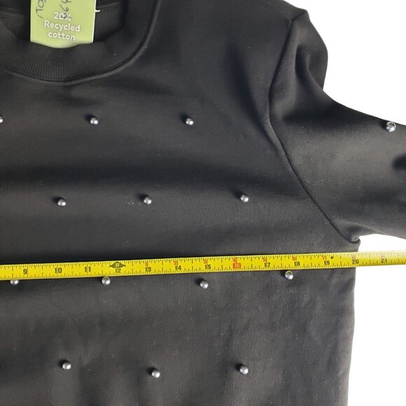 H&M Women Small Pearl Beaded Heavy Cotton Black Sweatshirt NWT - Picture 7 of 11